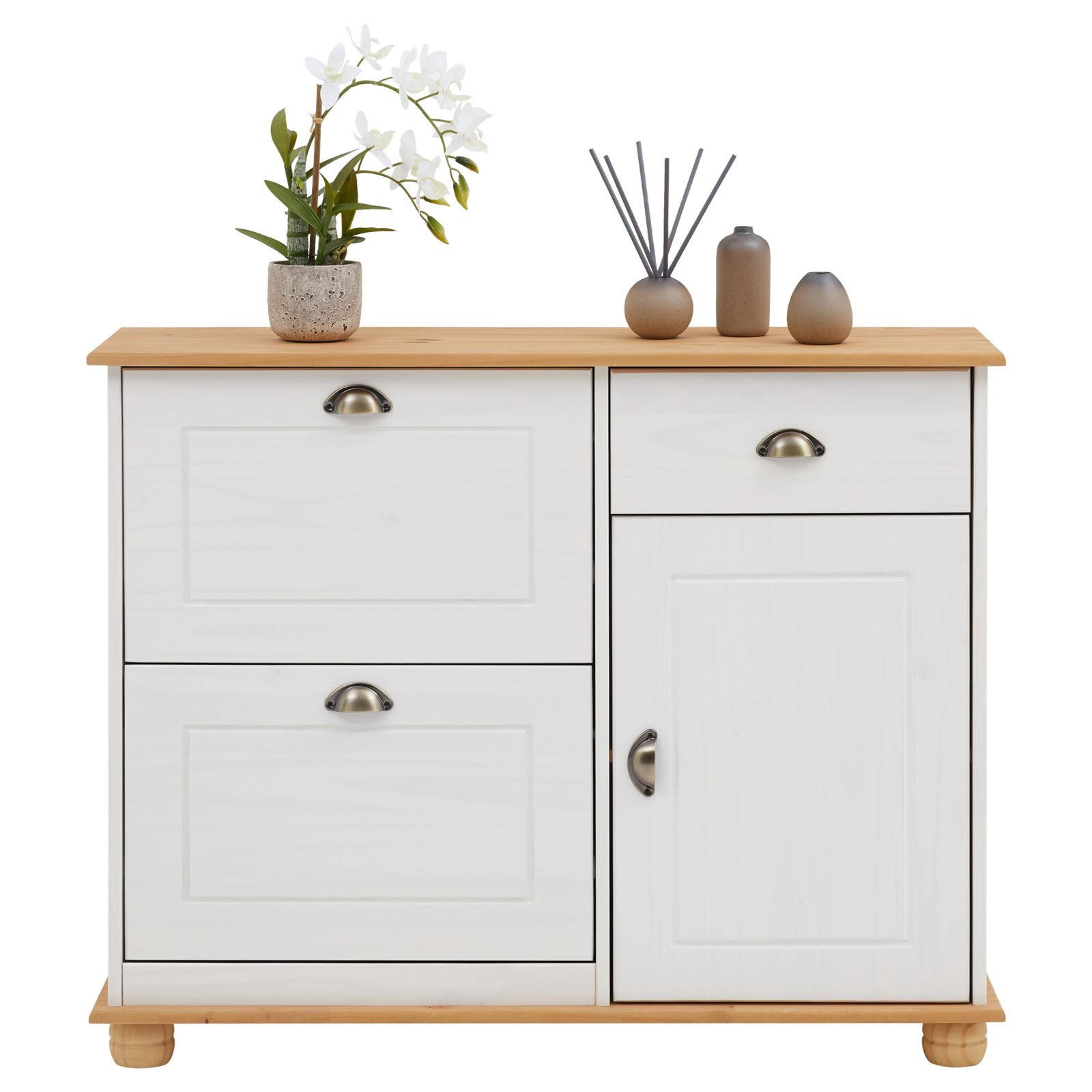 SCHUHSCHRANK COLMAR - Weiß/Braun, Holz (106/85/32cm) - IDIMEX