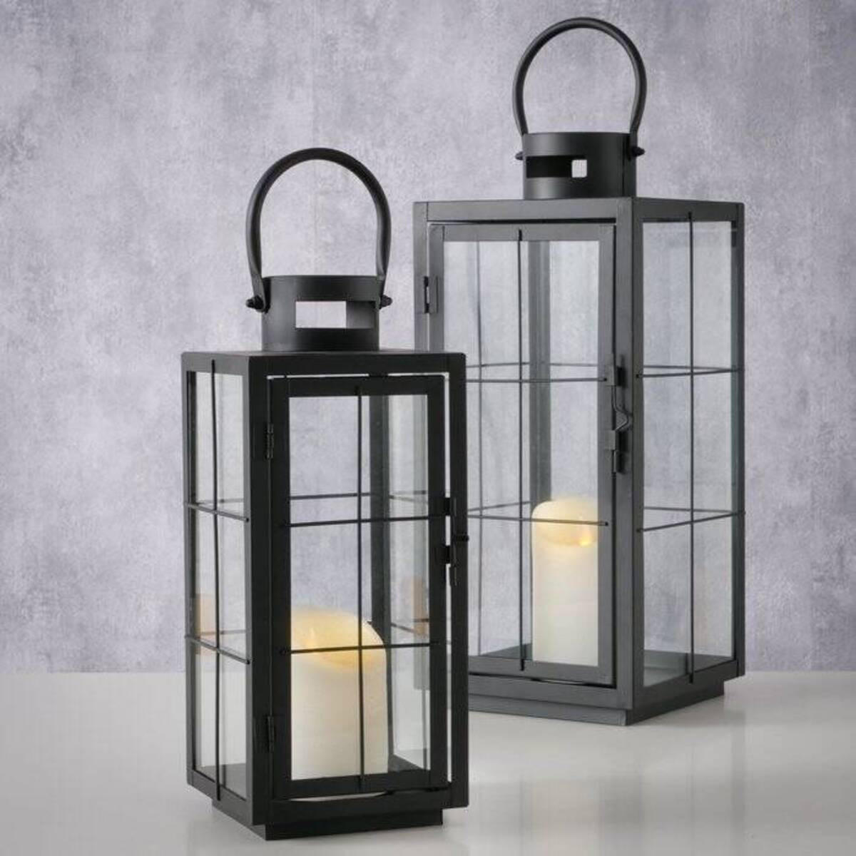 LATERNE Esbjerg 2er-Set - Schwarz, Metall (17.2/40/17.2cm) - Boltze Home