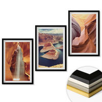 WANDBILDER 3er-Set - 40x60 cm Schwarzer Rahmen - Wasserfall in der Schlucht - Schwarz, Kunststoff (40/60cm) - ArtPrintCave
