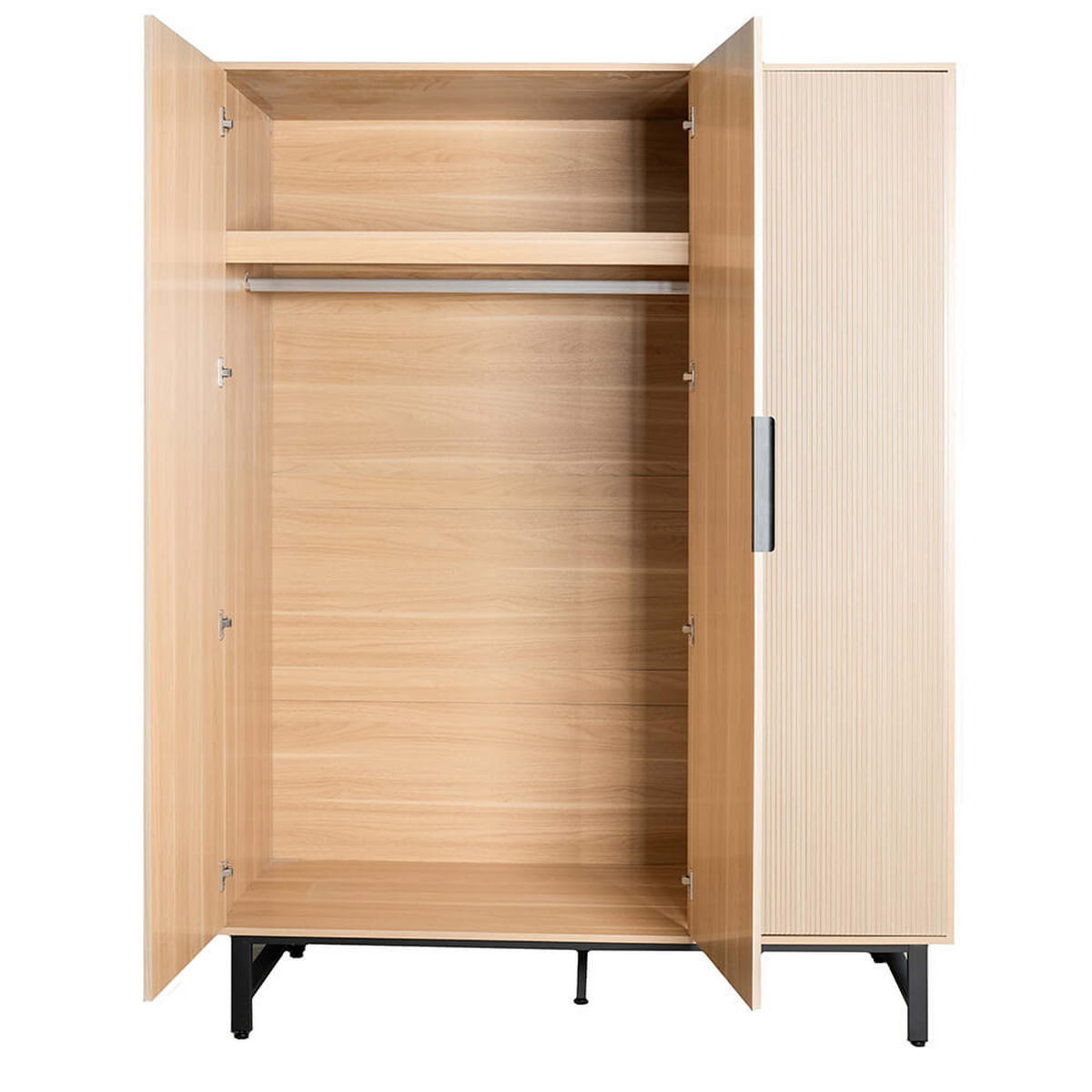 KLEIDERSCHRANK NYLA - Natur/Schwarz, 150 x 200 cm - Naturfarben, Holzwerkstoff (150/200/60cm) - Home Deluxe