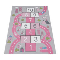KINDERTEPPICH waschmaschinenwaschbar Hüpfkästchen Kinderzimmer schmutzabweisend Pink Rechteckig 140x200 - Rosa, Textil (200/140cm) - KADIMA DESIGN