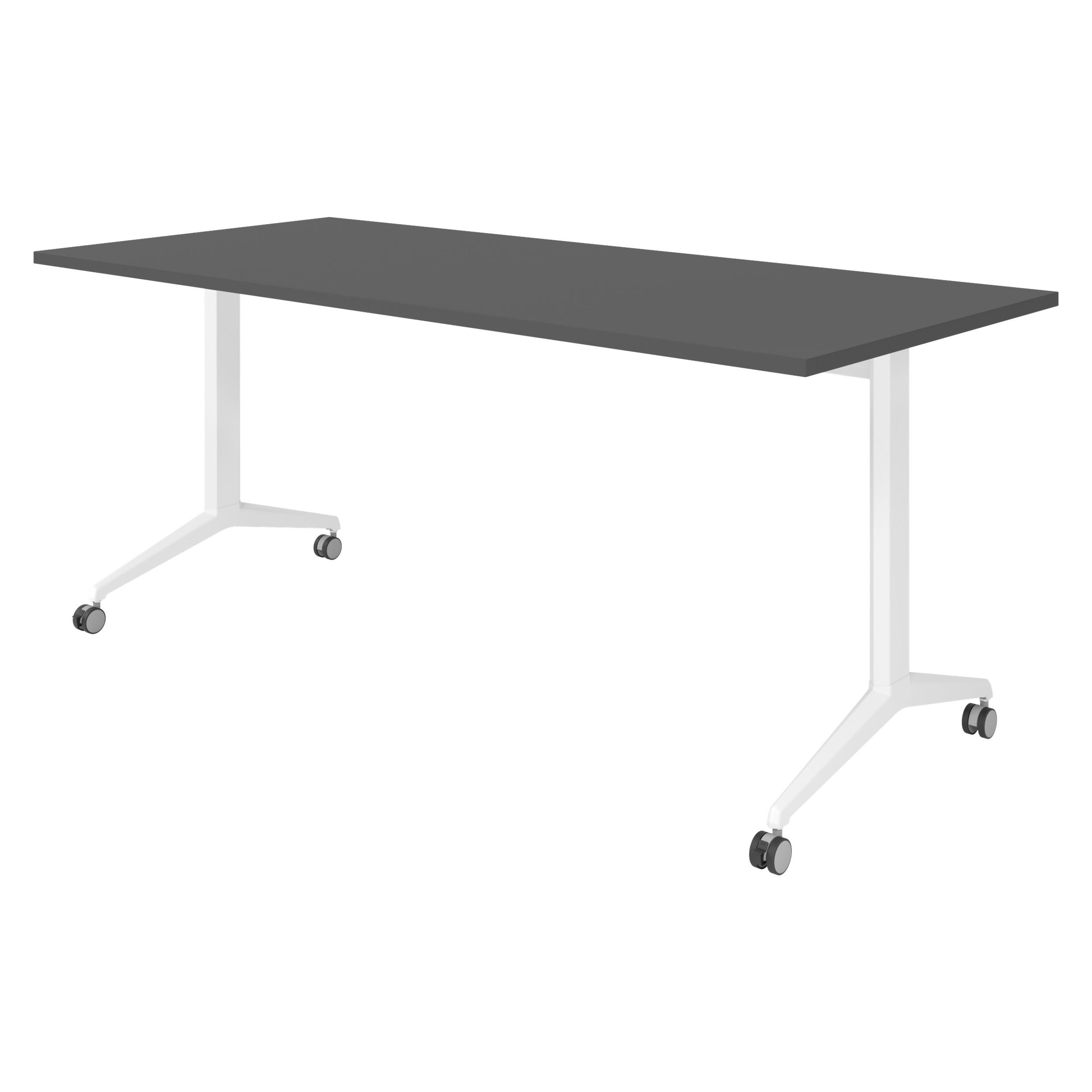 SEMINARTISCH klappbar & fahrbar 80/180/75 cm in Graphitfarben/Weiß - Graphitfarben/Weiß, Holzwerkstoff (80/180/75cm) - bümö