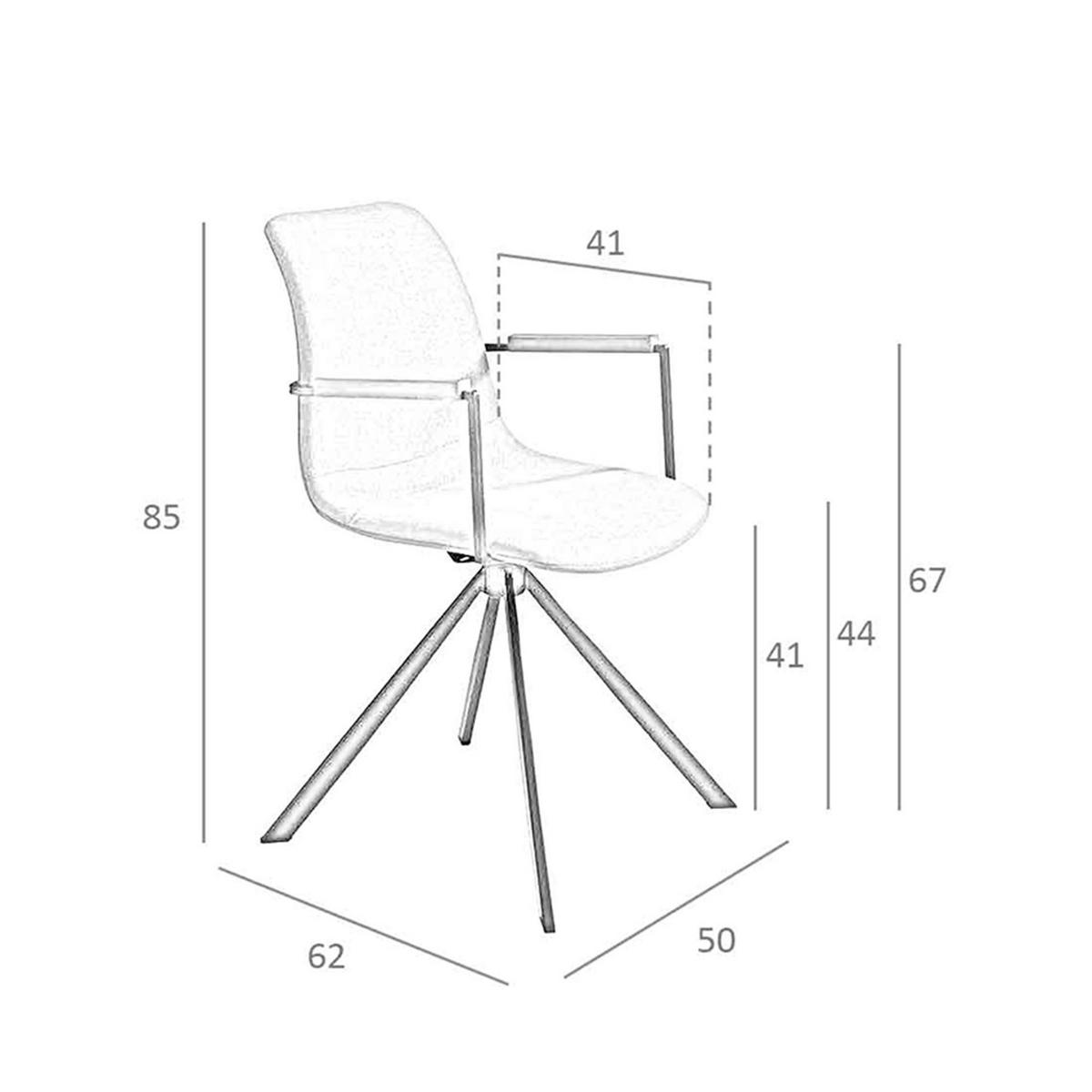 STUHL Drehstuhl aus dunkelgrauem Stoff 50/62/85 cm - Nussbaumfarben/Schwarz, Textil (50/85/62cm) - ANGEL CERDA