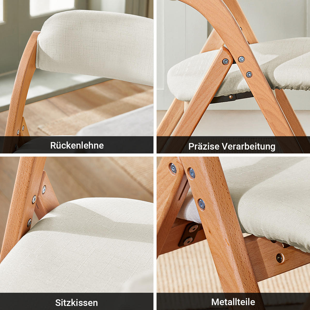 KLAPPSTÜHLEN 2 er set, Weiß - Weiß, Holz (47.5/77/59cm) - SoBuy