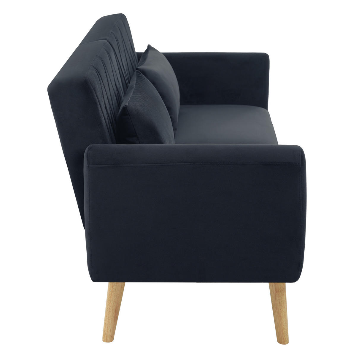 SCHLAFSOFA 180/75/82 cm in Schwarz – mit Samtbezug und verstellbarer Rückenlehne - Schwarz, Textil (180/82/75cm) - BEAOK