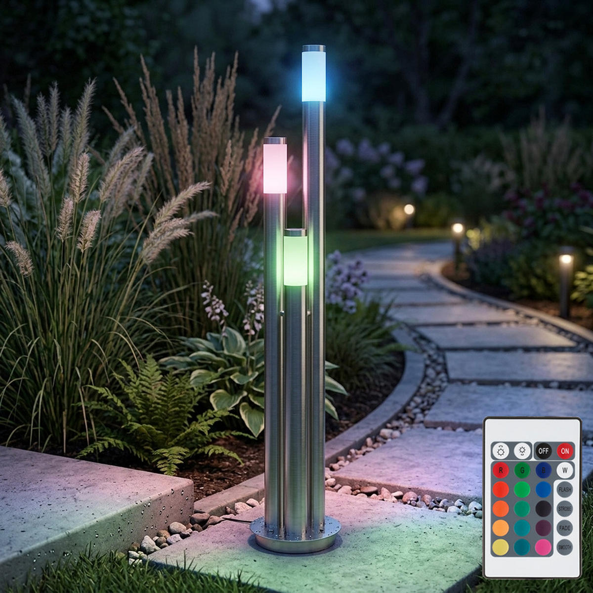 LED WEGELEUCHTE BOSTON Edelstahl Silber - Silberfarben, Kunststoff (28/28/170cm)