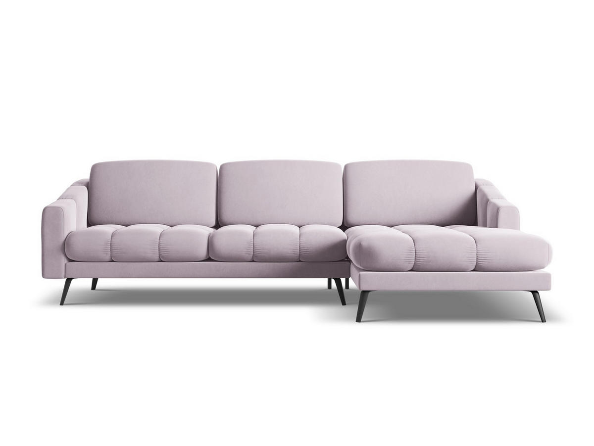 ECKSOFA Rechts Samt Stoff Violett - Lila/Flieder, Textil/Metall (264/160cm) - Makamii