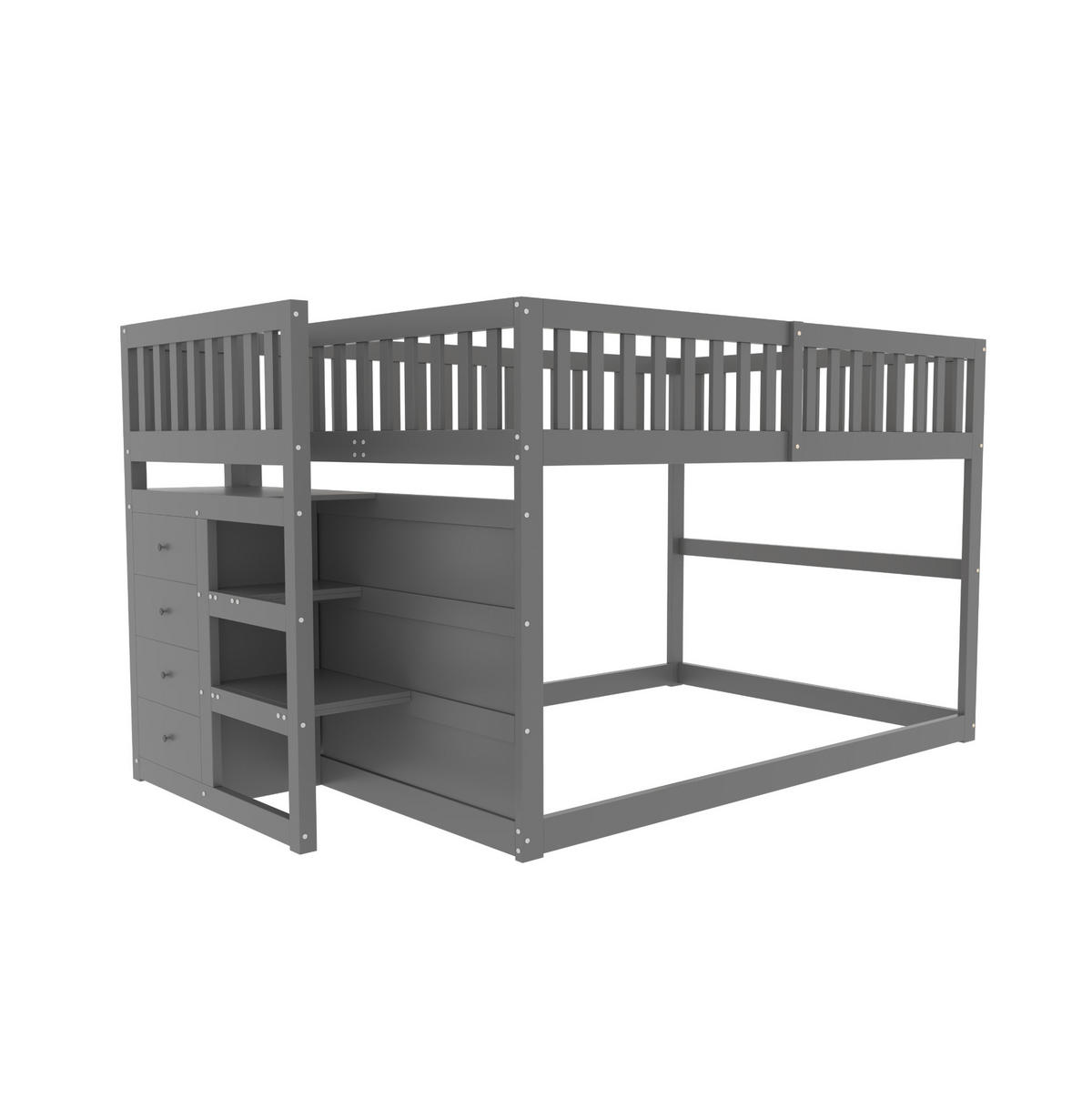 HOCHBETT 140/200 cm aus Holz mit Treppe und 4 Schubladen – Grau - Grau, Holz (140/200cm) - BEAOK
