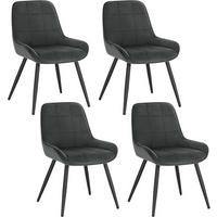 ESSZIMMERSTUHL 4er-Set, Polsterstuhl, Samt, Dunkelgrau - Dunkelgrau/Schwarz, Textil/Metall (52.5/81.5/62cm) - Woltu