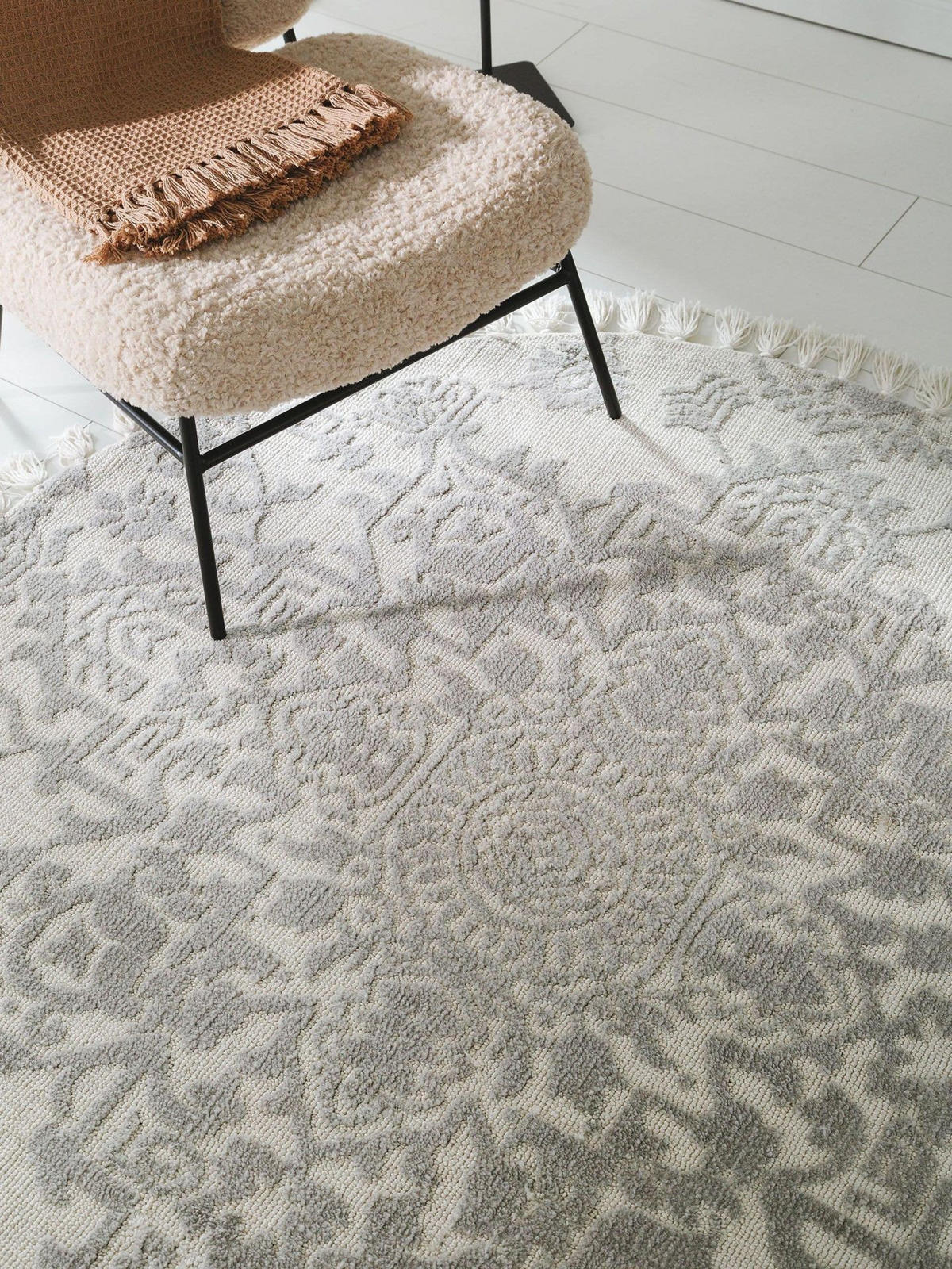 TEPPICH rund Elias Grau ø 150 cm rund - Grau, Textil (150/1cm) - KUNSTLOFT