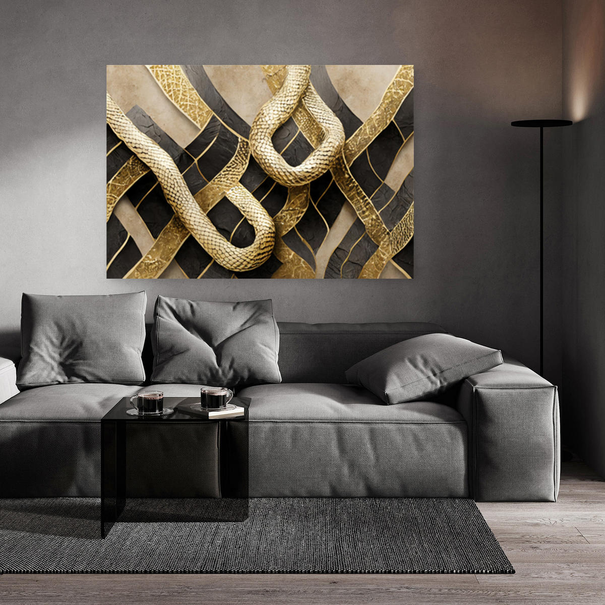 WANDBILD textur glamour schlangenhaut - Goldfarben, Textil (60/40cm) - Feeby