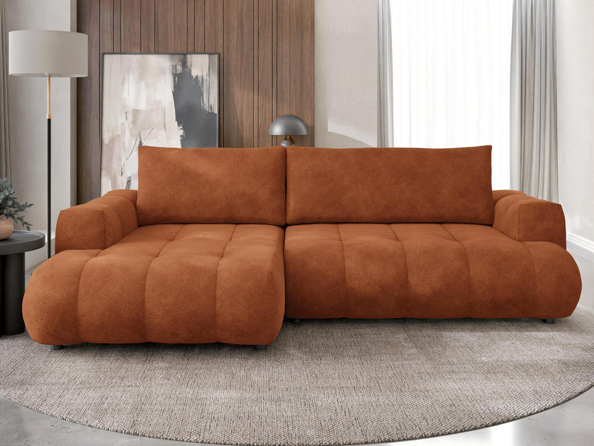 ECKSOFA Haiti, Seite: Links LC+2R - Schwarz/Bronzefarben, Holz/Textil (276/156cm) - MIRJAN24
