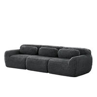 SOFA 291/104/73 cm in Grau aus Plüsch, modular und ohne Montage - Grau, Textil (104/73/291cm) - Flora Grace