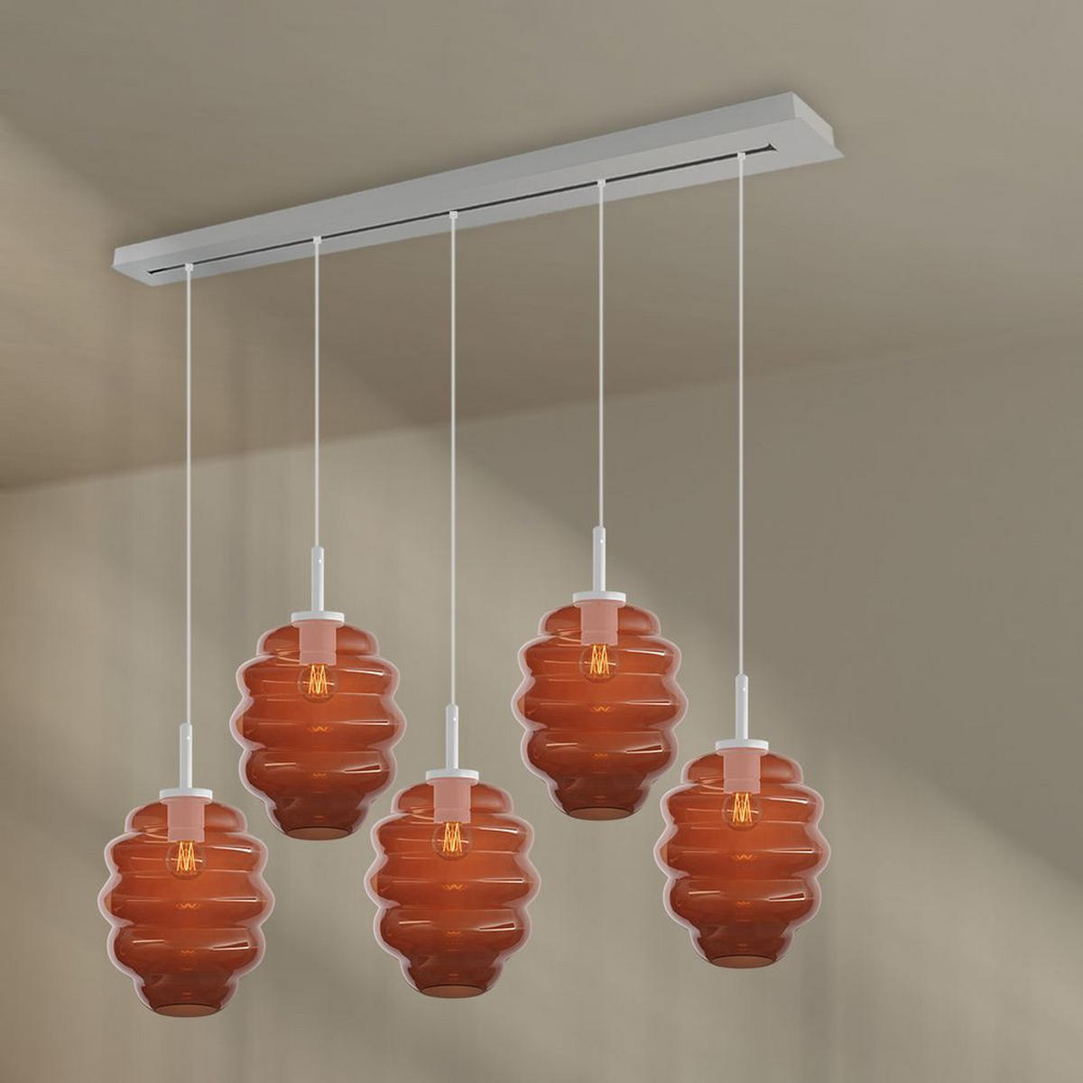 HÄNGELEUCHTE Echos 5-flammig Rauch Ø 25cm - Anthrazit/Schwarz, Glas (25/25/28cm) - s.luce