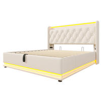 POLSTERBETT aus PU 140x200 cm in Weiß mit LED-Beleuchtung & Matratze - Weiß, Leder (140/200cm) - Modfu