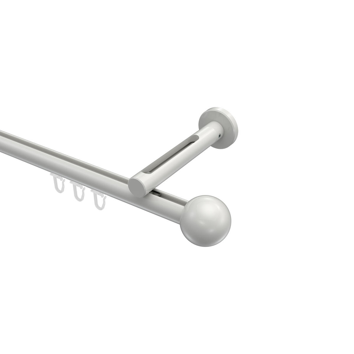 INNENLAUF-GARDINENSTANGEN-SET Siteno Luino 520 cm (geteilt in 4 x 130 cm), 1-läufig, 20 mm Ø Weiß - Weiß, Metall (520cm) - INTERDECO