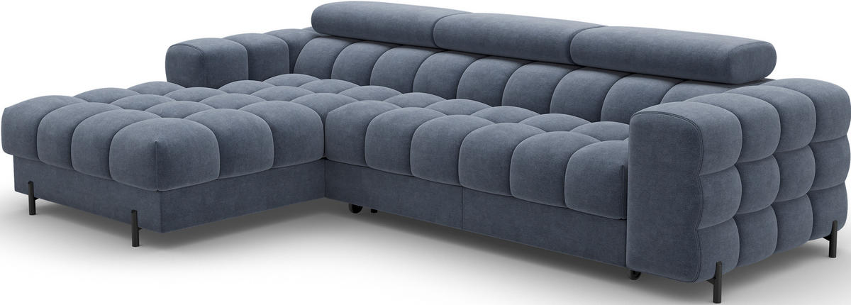 ECKSOFA FELRO mit Schlaffunktion, Bettkasten & verstellbaren Kopfstützen – Modernes Premium-Ecksofa in L-Form - Blau, Kunststoff (285/181cm) - Wohnideebilder
