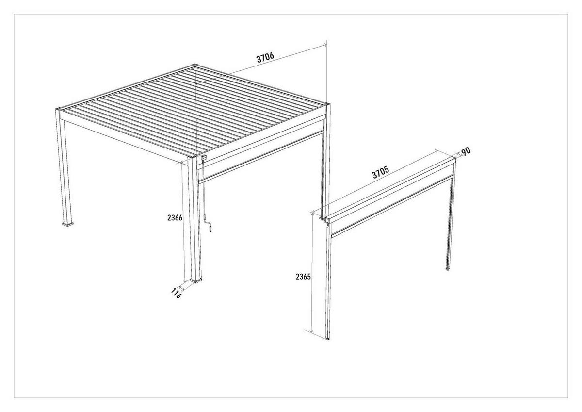 SONNENROLLO für Pergola Weiß - Weiß, Metall (370/236/4cm) - WEIDE