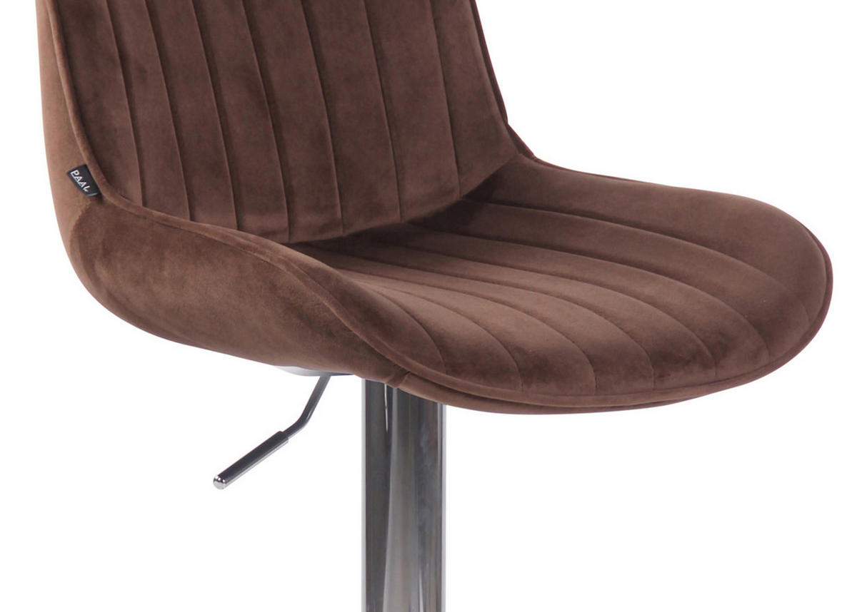 BARHOCKER Lento Gestell Metall in Chromoptik Samt Braun - Chromfarben/Braun, Textil/Metall (50/108/50cm) - TPFLiving