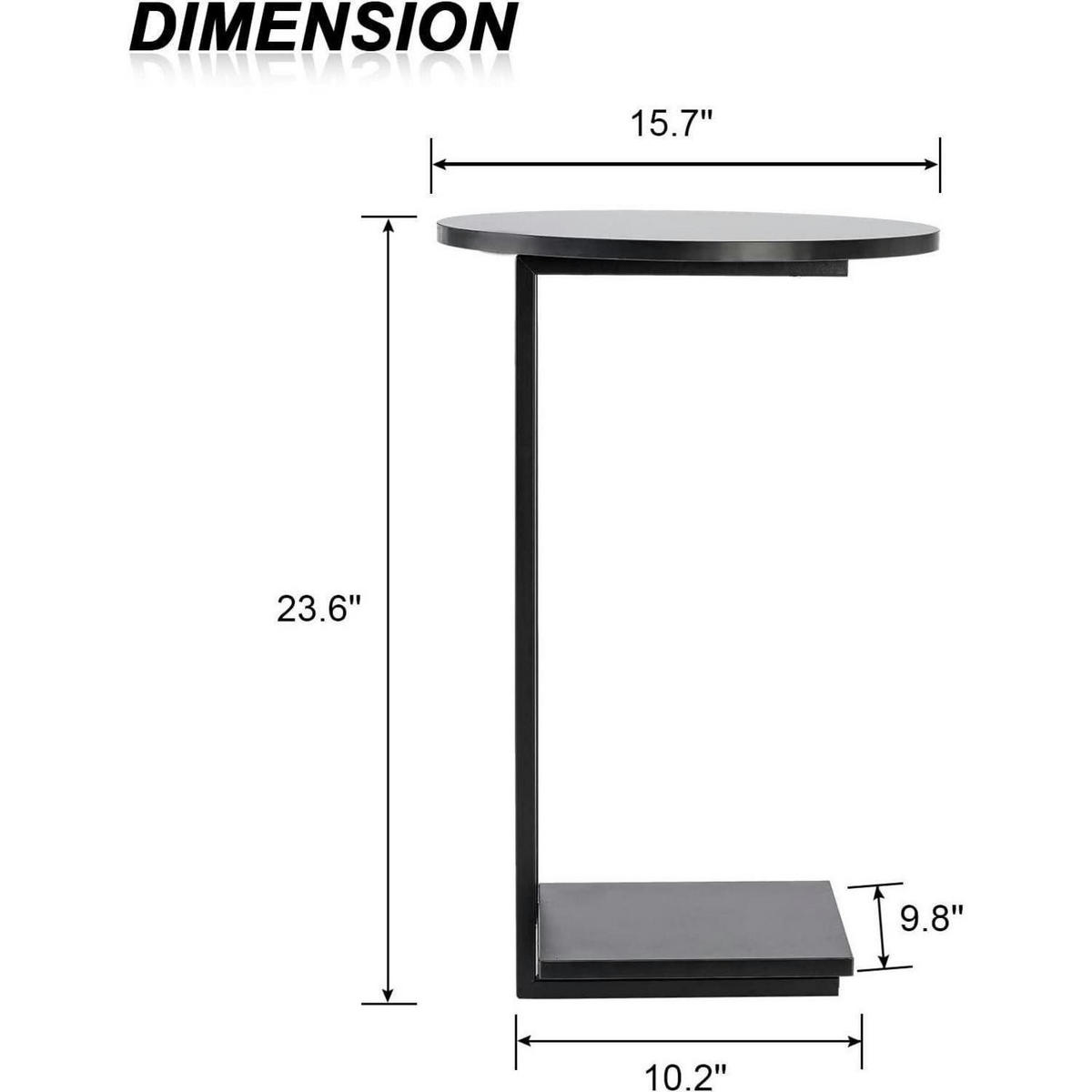 BEISTELLTISCH C-Form 2er Set Schwarz 40 x 40 x 60 cm - Schwarz, Metall (40/40/60cm)