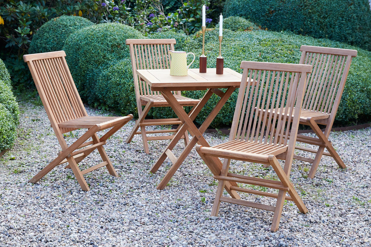 GARTENKLAPPTISCH Ela 60x60x75cm, Holz, Natur - Naturfarben/Teakfarben, Holz (60/60/75cm) - dasmöbelwerk