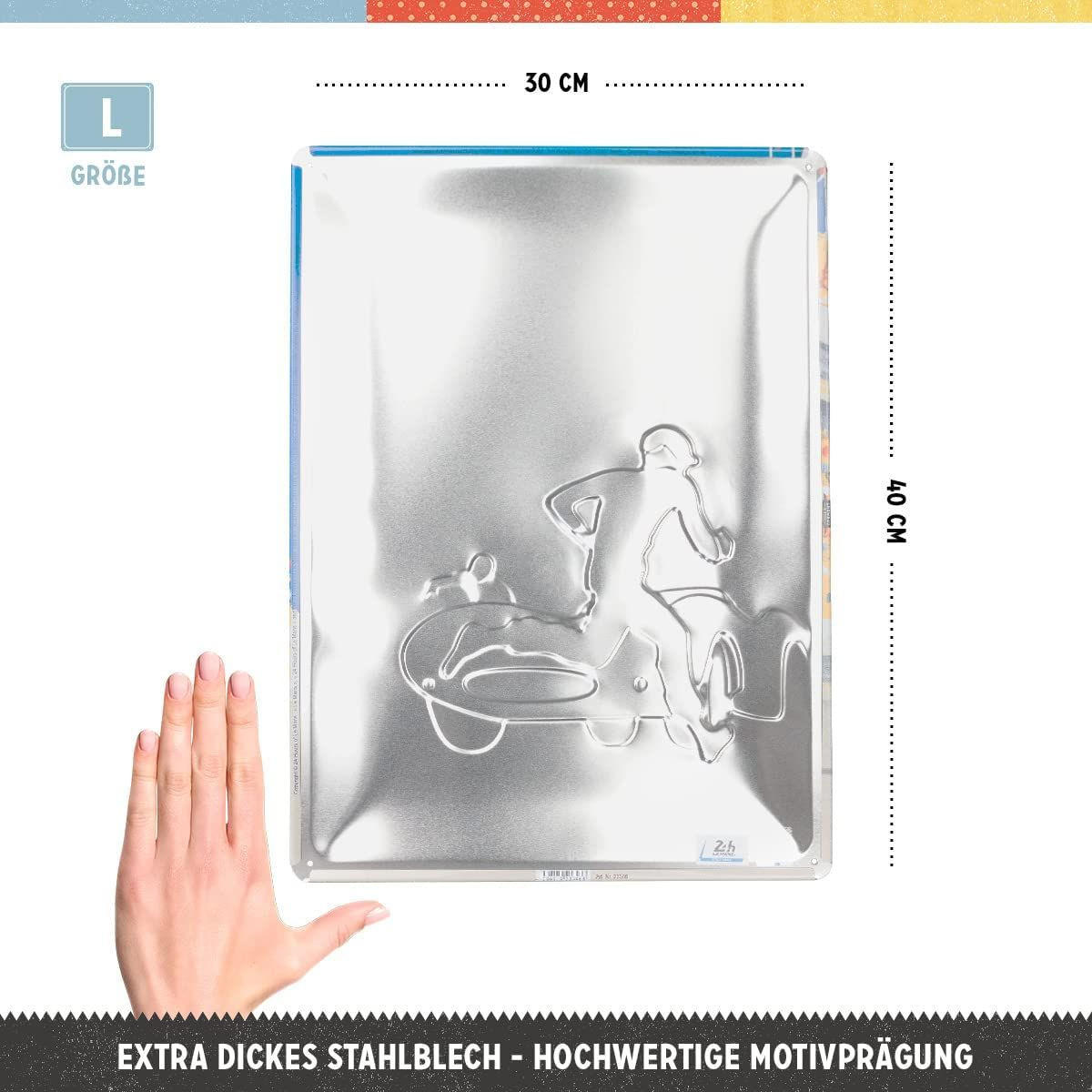 BLECHSCHILD 30/40 cm 24h Le Mans Racing Poster Blue - Multicolor, Metall (30/40/0.2cm) - Nostalgic-Art