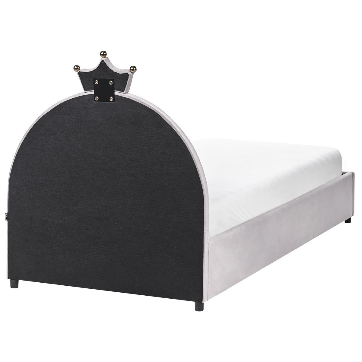 DĚTSKÁ POSTEL s úložným prostorem 90/200 cm Sametová látka Šedá Grisetot - šedá, textil (90/200cm) - Beliani