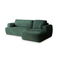 ECKSOFA SENTI P R-S Grün Kordstoff mit Schlaffunktion - Grün, Holz (246/148cm) - MASSENO