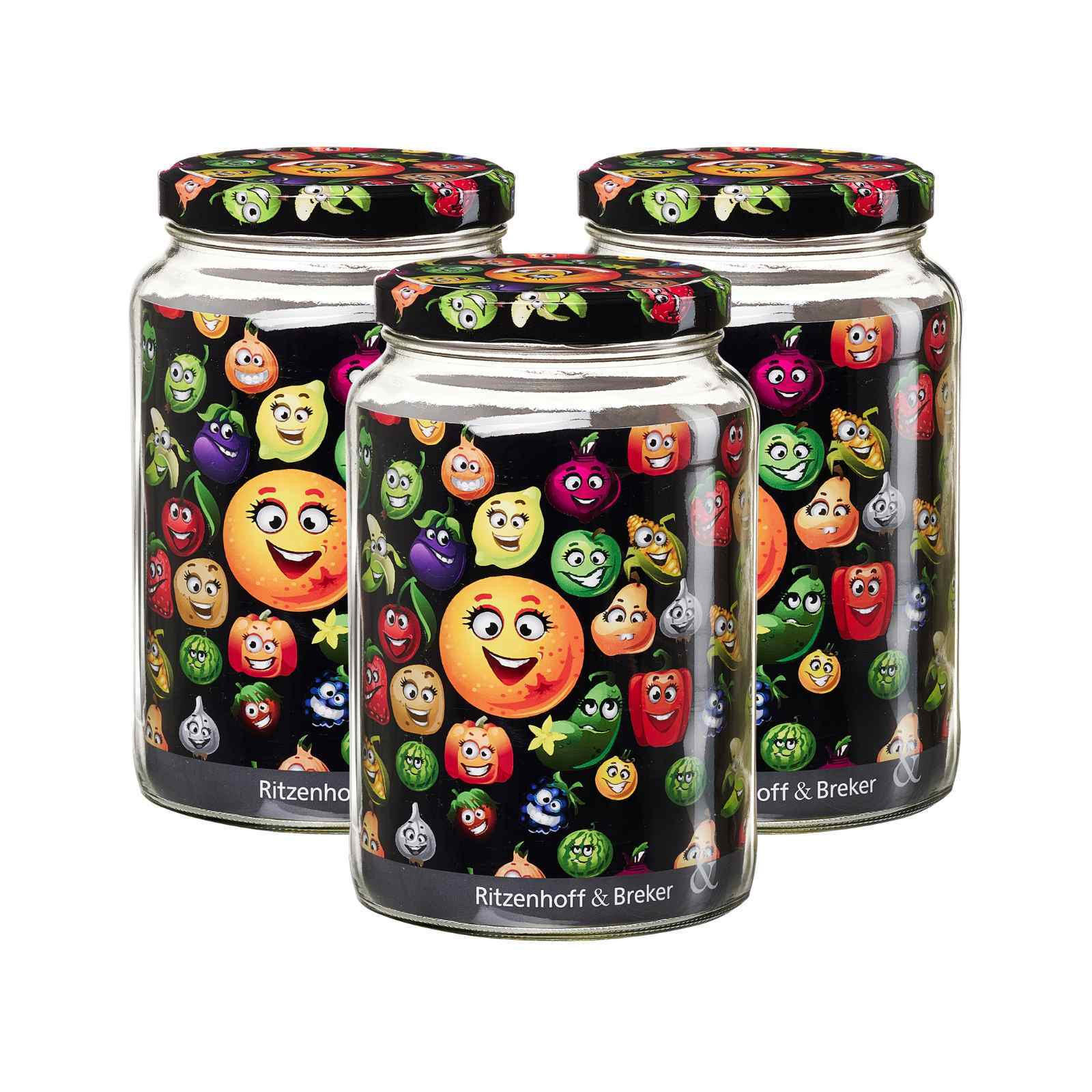 VORRATSGLÄSER Smile transparent 1,7 l 3er Set - Transparent, Glas (11.5/18.5/11.5cm) - Ritzenhoff Breker
