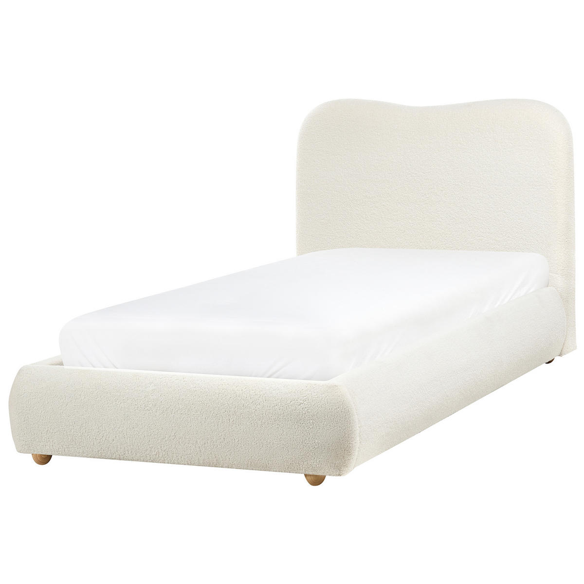 POSTEL s úložným prostorem 90/200 cm Bouclé Krémově bílá Blagnac - krémová, textil (90/200cm) - Beliani