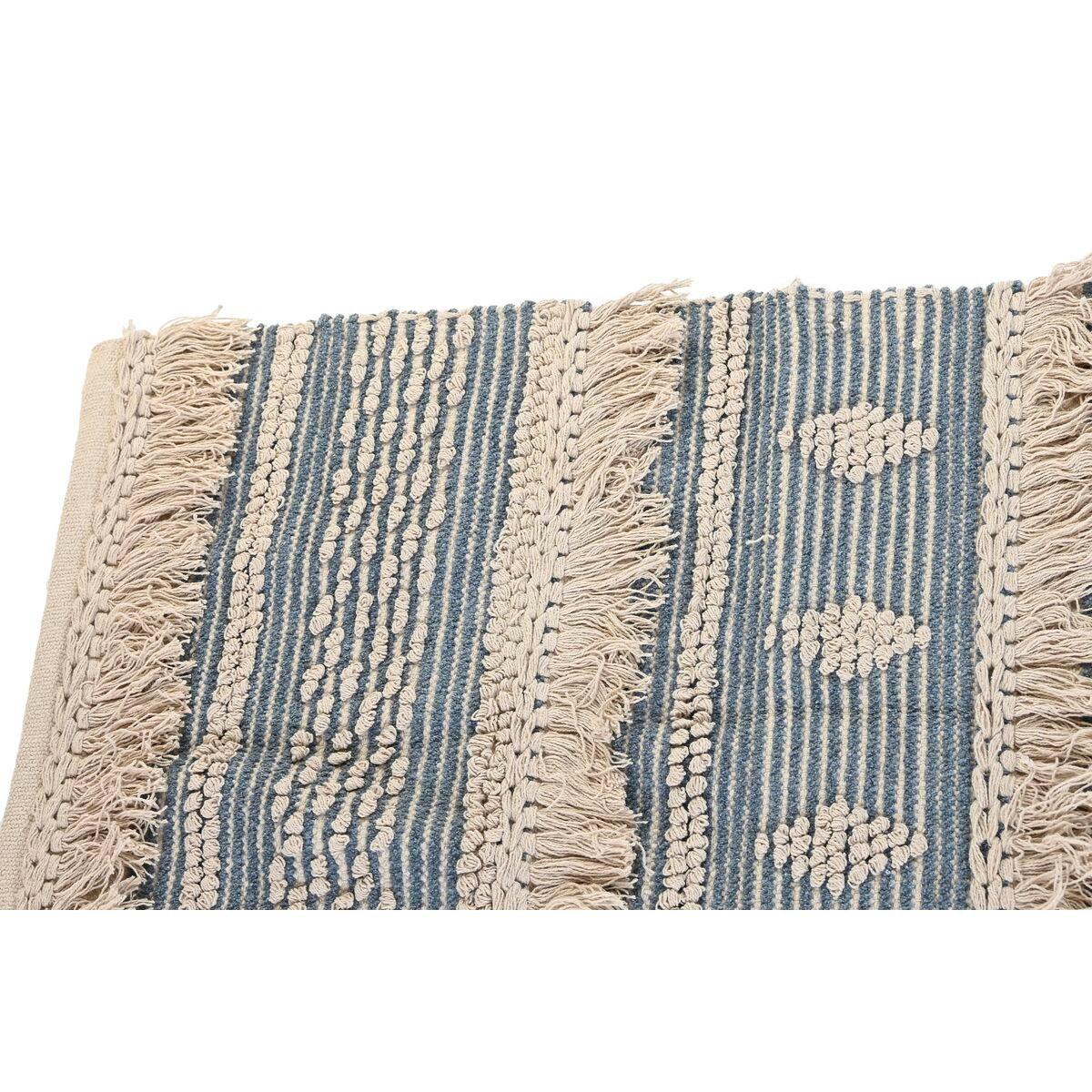 TEPPICH 230 x 160 x 2 cm Blau Baumwolle Weiß Boho - Weiß, Naturmaterialien (160/230cm) - DKD Home Decor