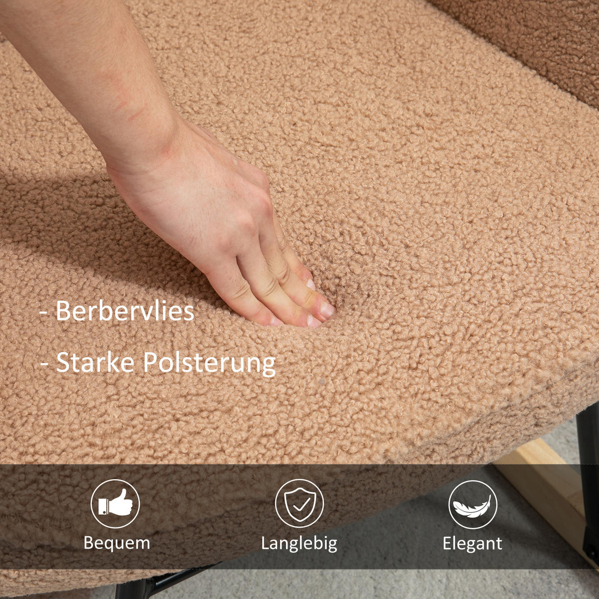 SCHAUKELSTUHL Sessel Relaxsessel bis 120 kg, Polyester, Braun 98x71x101cm - Braun, Kunststoff (98/101/71cm) - HOMCOM
