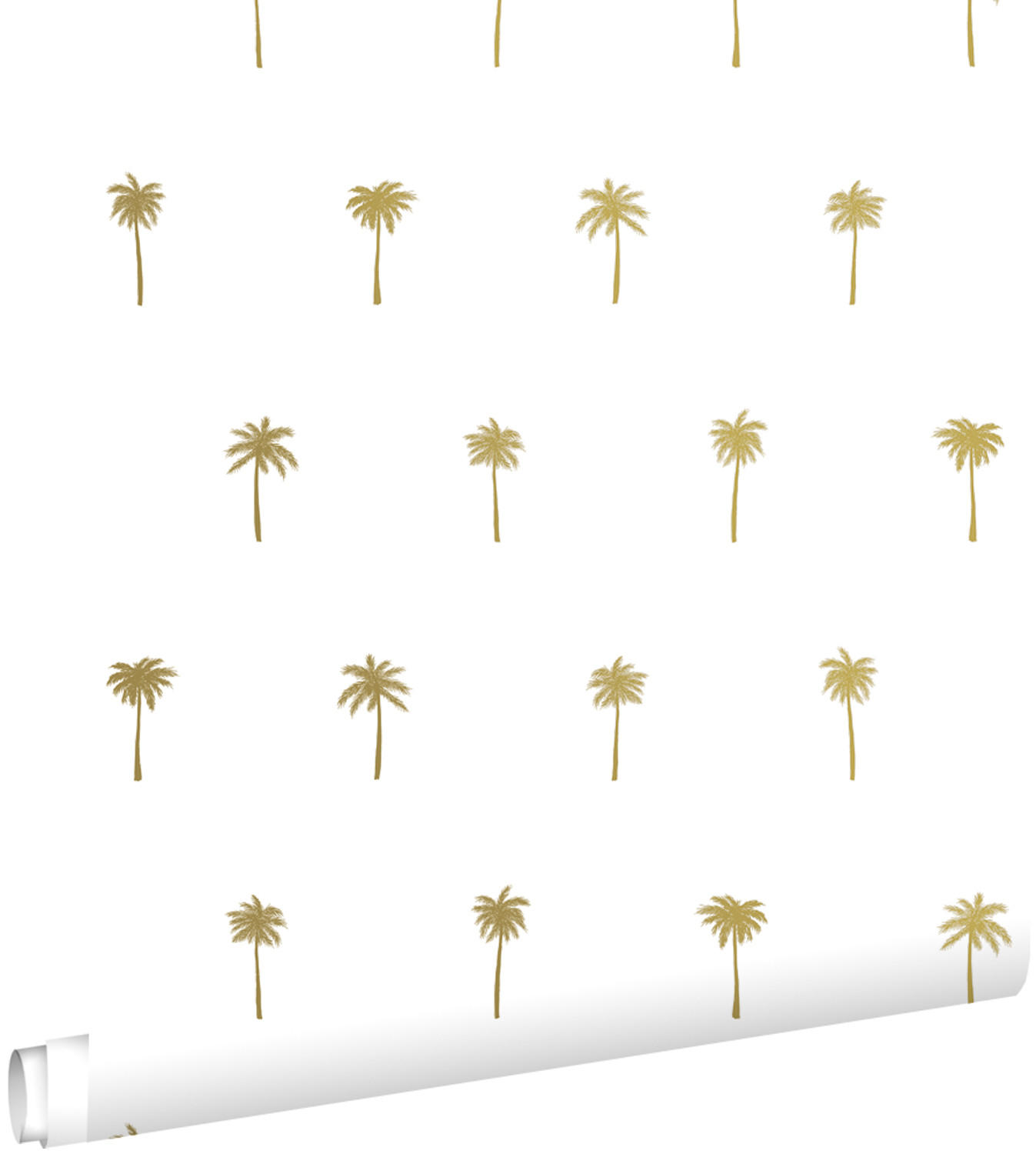 TAPETE Palmen 53 cm x 10.05 m - Goldfarben, Papier (53/1000cm) - ESTAhome