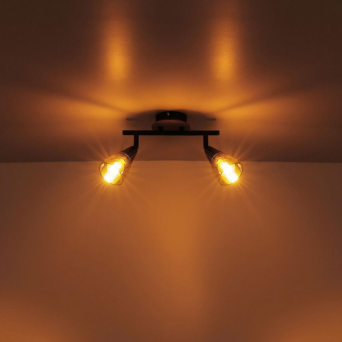 DECKENLEUCHTE Metall Glas Schwarz - Schwarz, Holz (25.5/10/19.5cm) - Globo Lighting