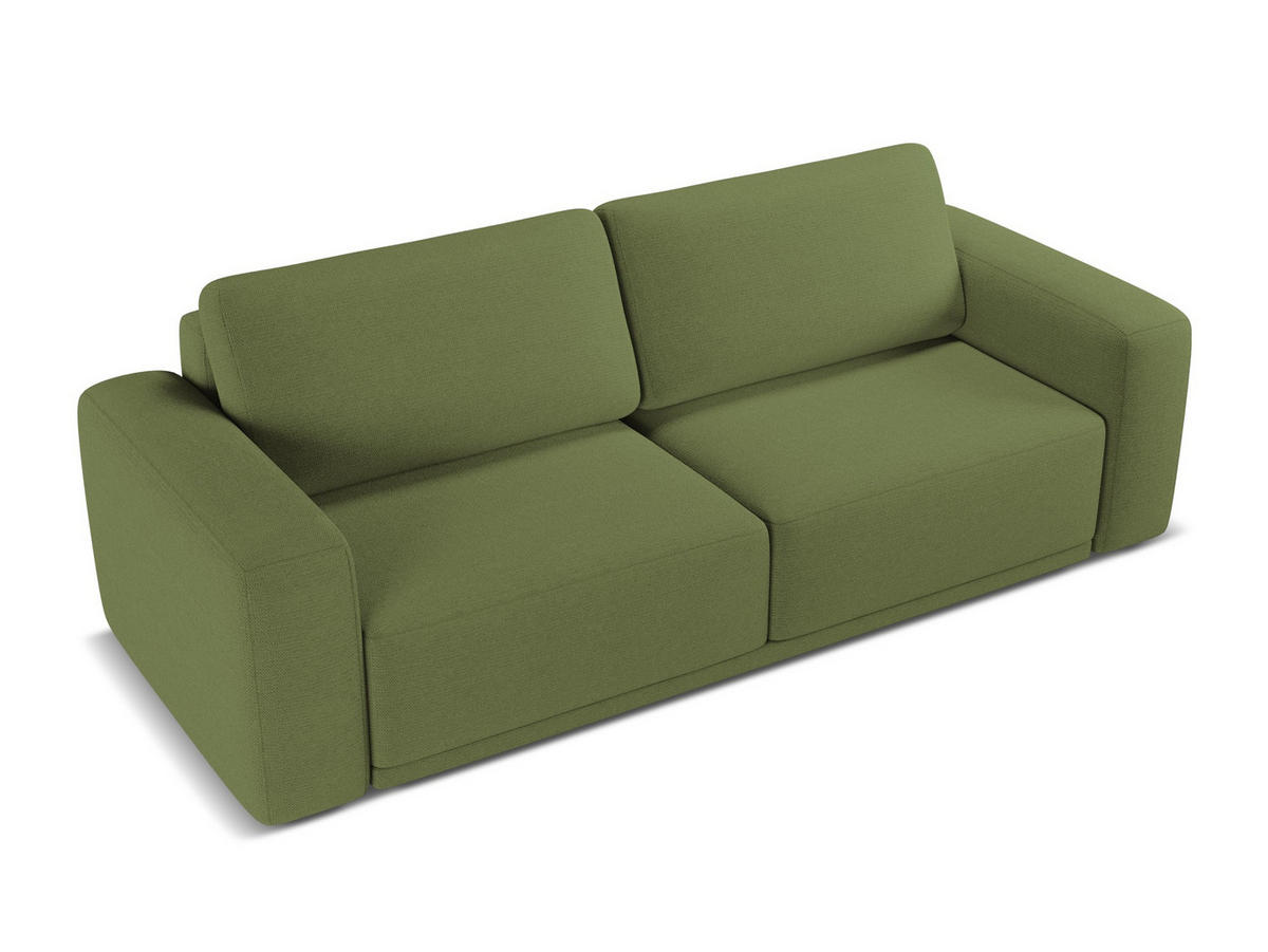 3-SITZER SOFA mit Schlaffunktion Chenille Stoff Grün - Dunkelgrün/Schwarz, Kunststoff/Textil (242/91/100cm) - Makamii
