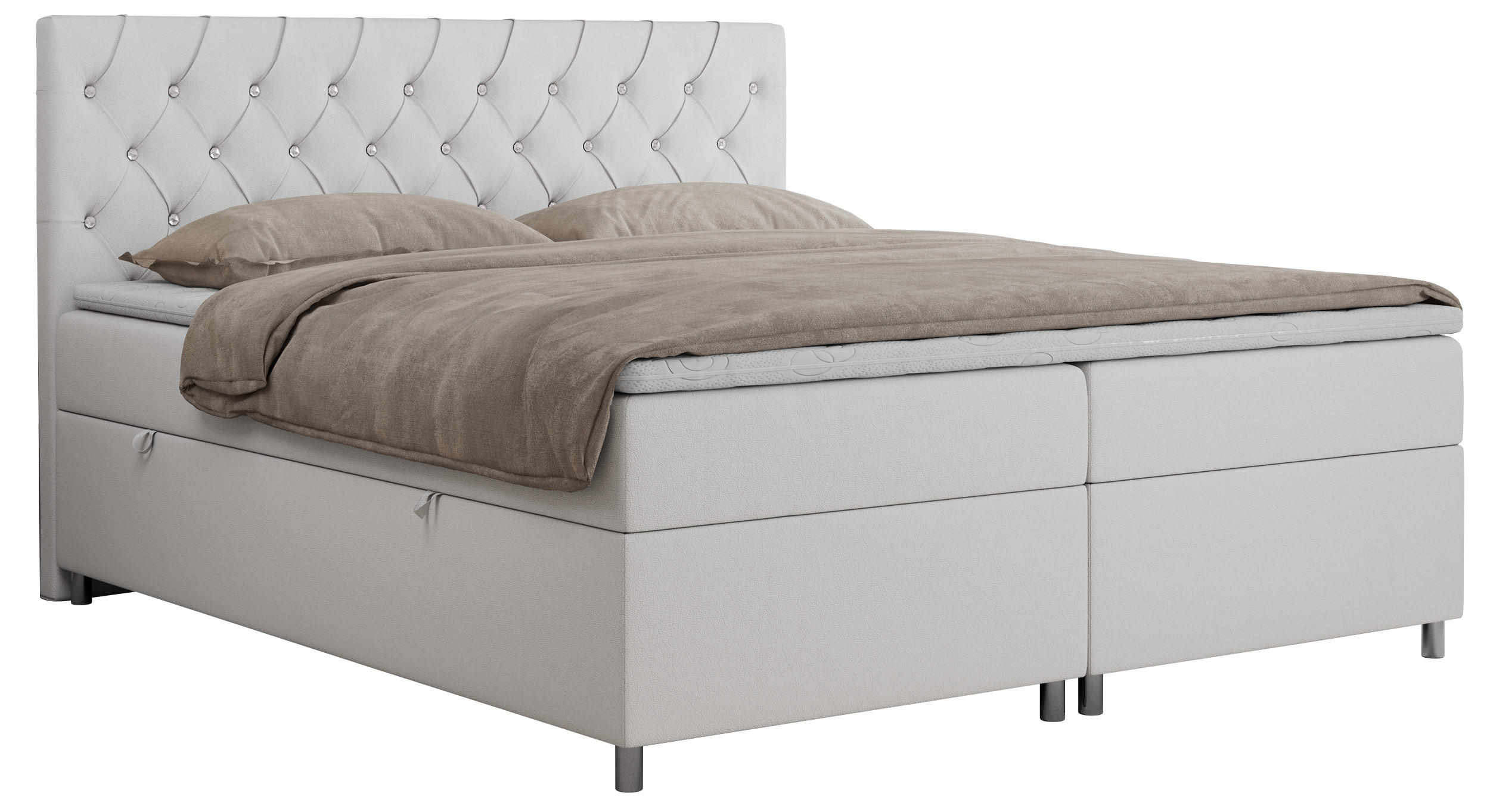 BOXBETT ROMA 120/200 - Weiß Kunstleder - H3 - Weiß, Holz/Textil (120/200cm)