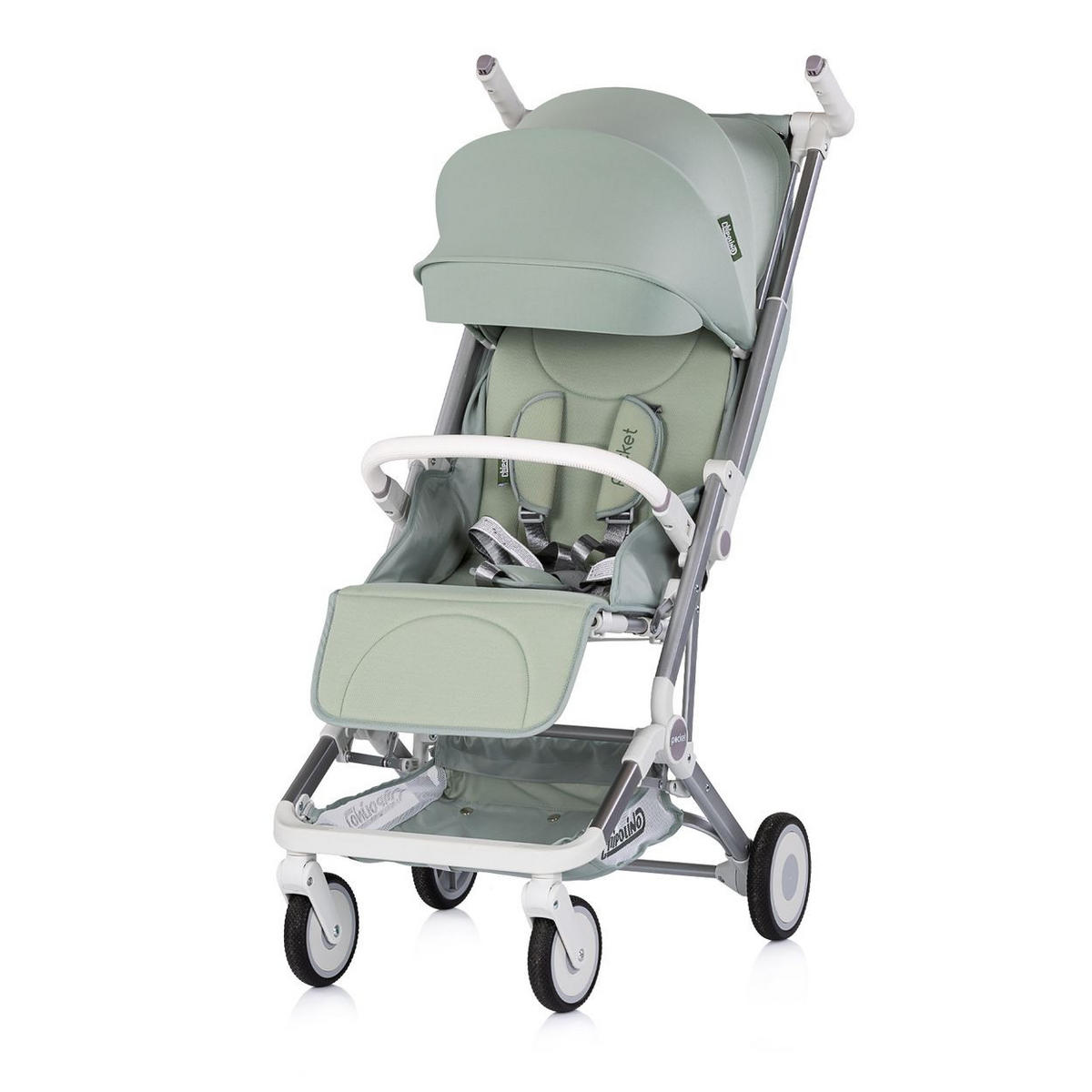 KINDERWAGEN Buggy Pocket grün klappbar Korb Frontbügel Sonnendach bis 22 kg - Grün, Metall (49/47/103cm) - Chipolino