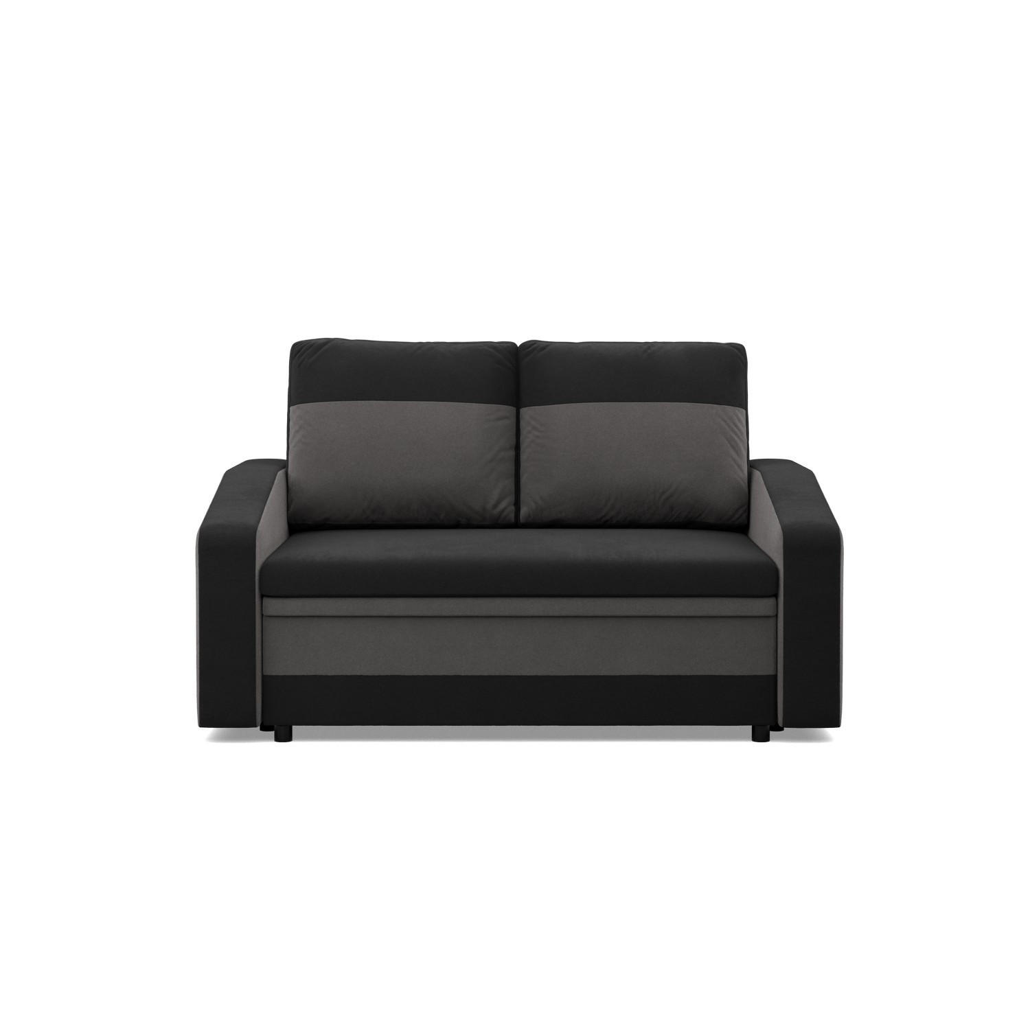 SOFA 2-SITZER MIT SCHLAFFUNKTION ORION, Schwarz + Grau - Schwarz/Grau, Textil (148/90/87cm)