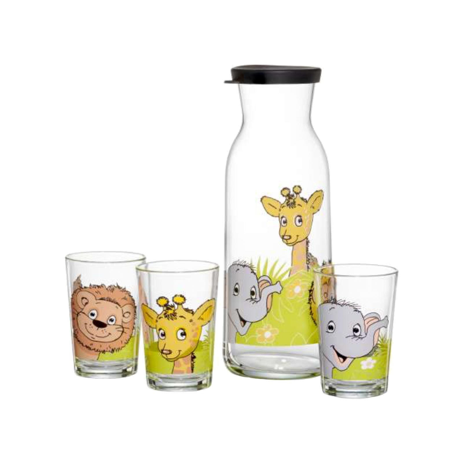 KINDERGLÄSER + KARAFFE Dschungeltiere bunt 4er Set - Multicolor, Glas (0.001L) - Ritzenhoff Breker