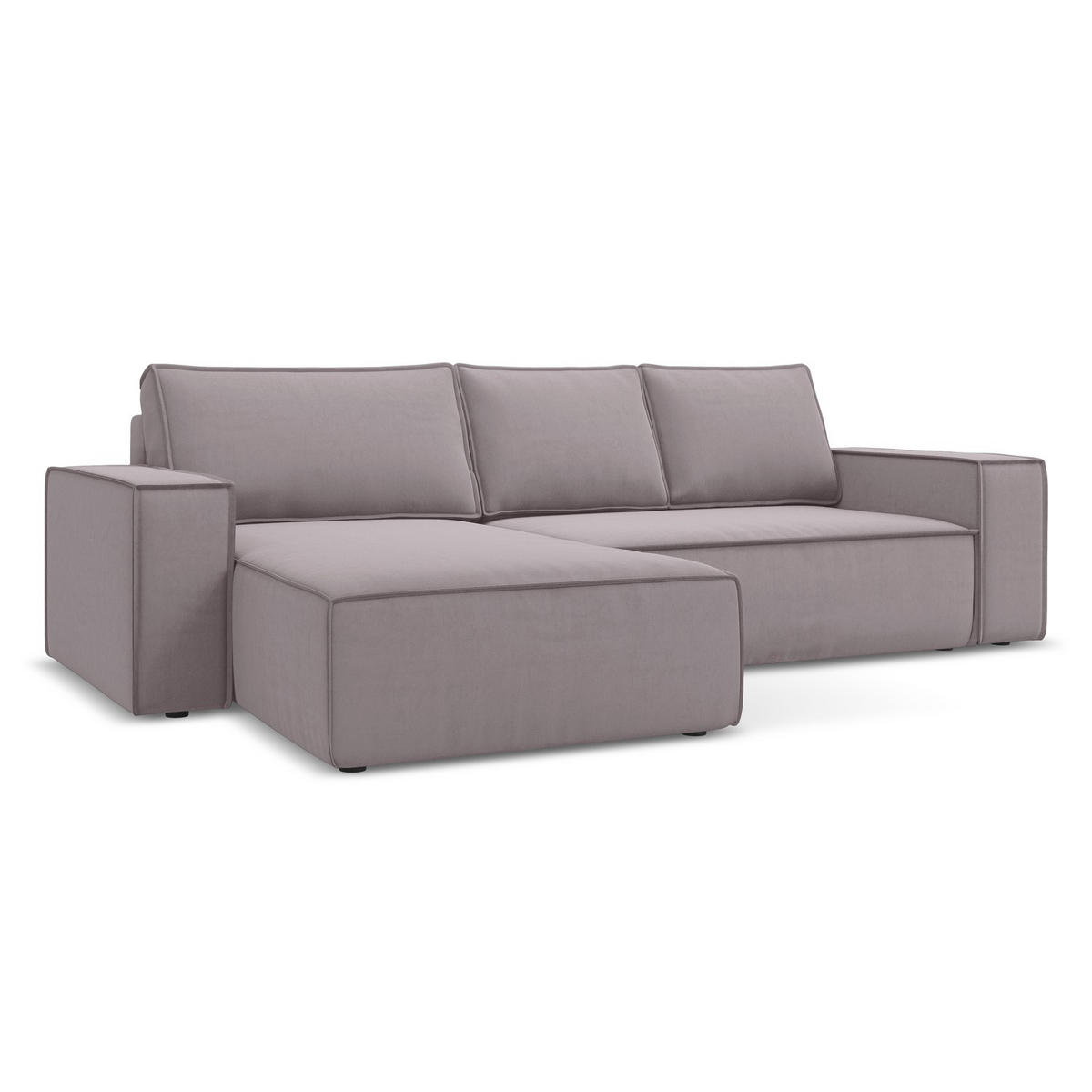 ECKSOFA mit Schlaffunktion Samt Stoff Violett - Lila/Flieder, Kunststoff/Textil (185/290cm) - LaMiaSofa