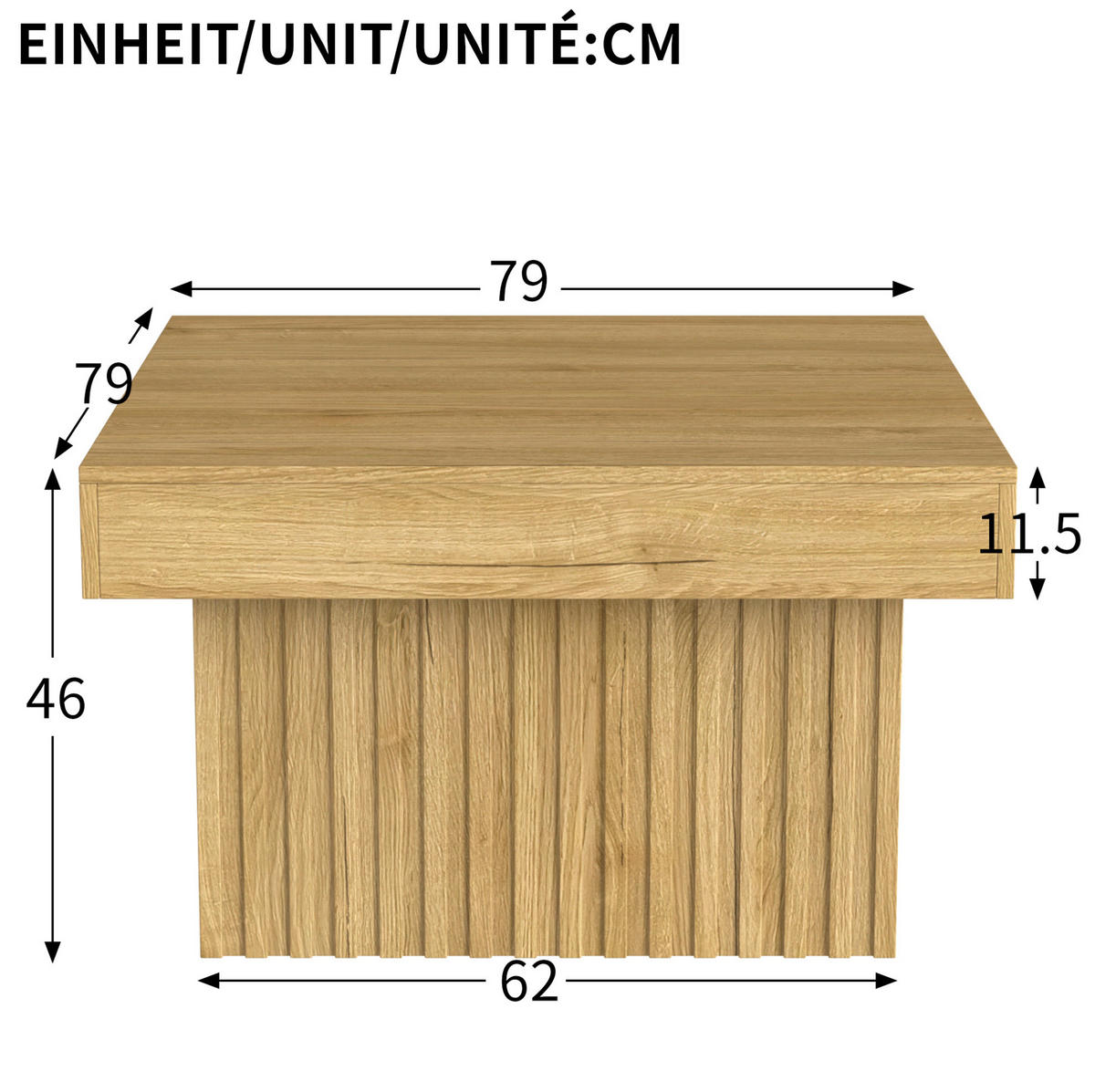 COUCHTISCH 79/79 cm in Natur aus MDF und Spanplatte – pflegeleicht und stabil - Naturfarben, Holzwerkstoff (79/79/46cm) - BEAOK
