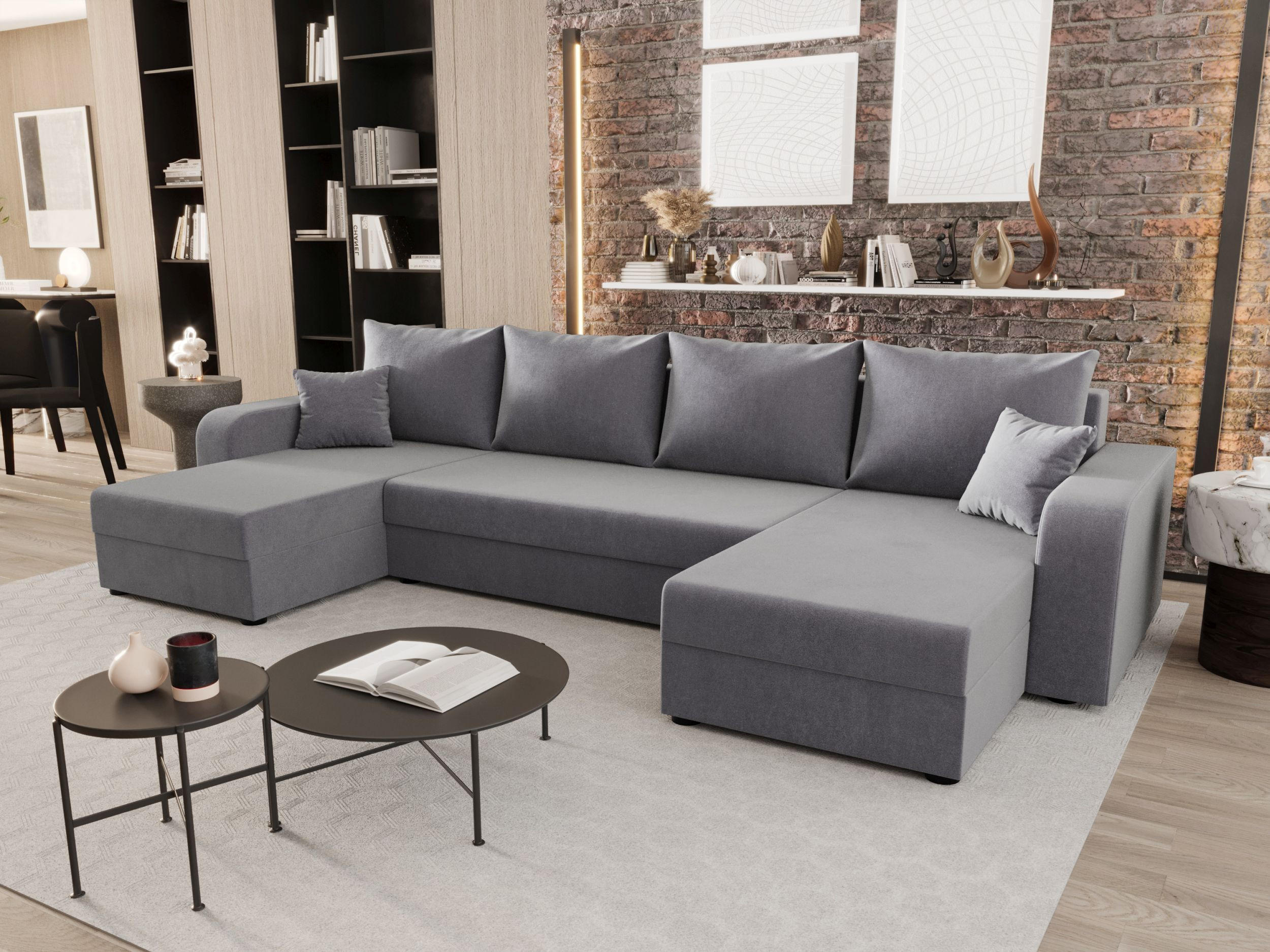 WOHNLANDSCHAFT HEWLET U BIS Itaka 50 mit Schlaffunktion - Grau, Textil (305/90/140cm) - Bedante