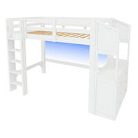 HOCHBETT 90/200 cm mit 3 Schubladen und LED, DE-41846, in Weiß - Weiß, Holzwerkstoff (90/200cm) - ComfortXL