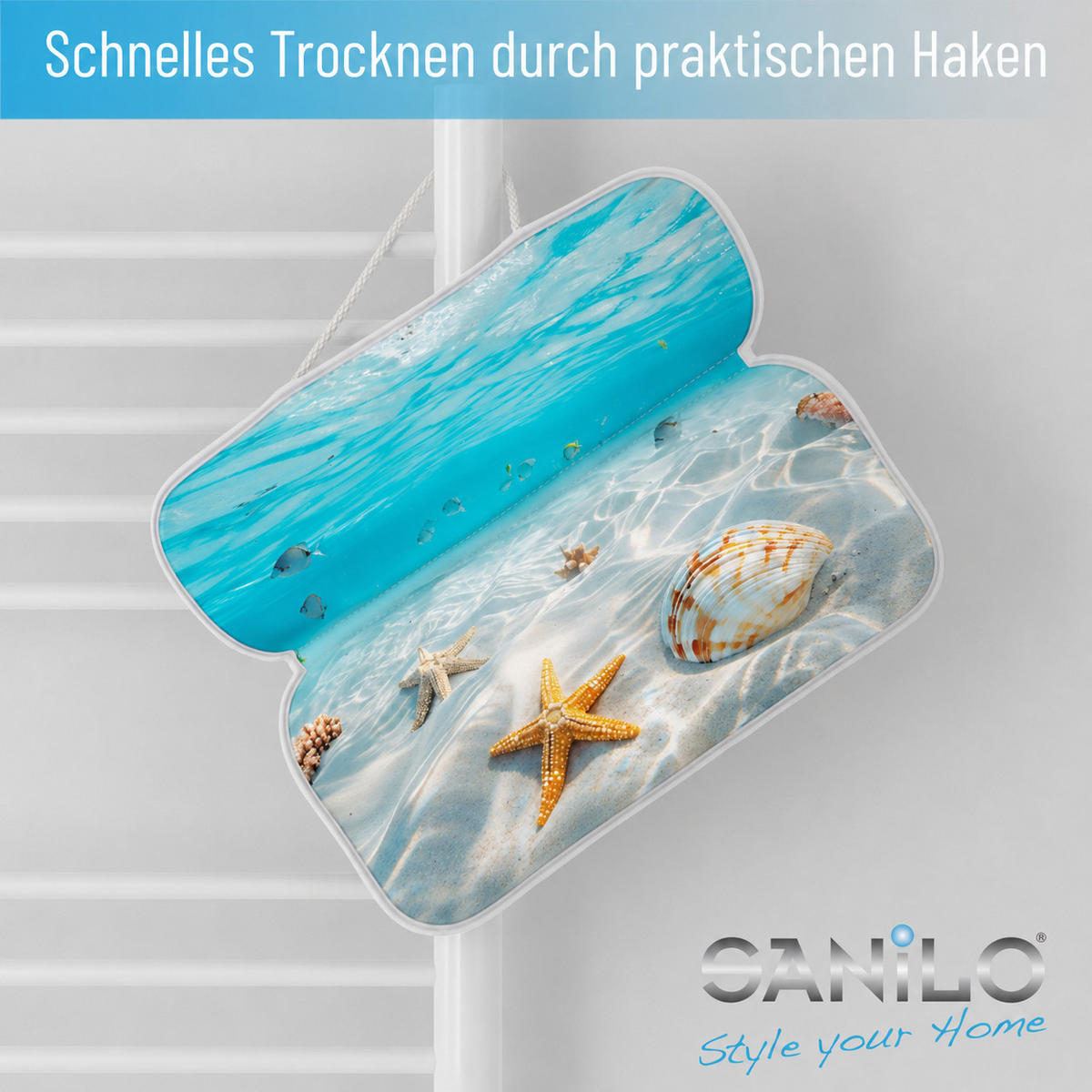 BADEWANNENKISSEN Waterworld - Blau, Kunststoff (39/5.5cm) - Sanilo