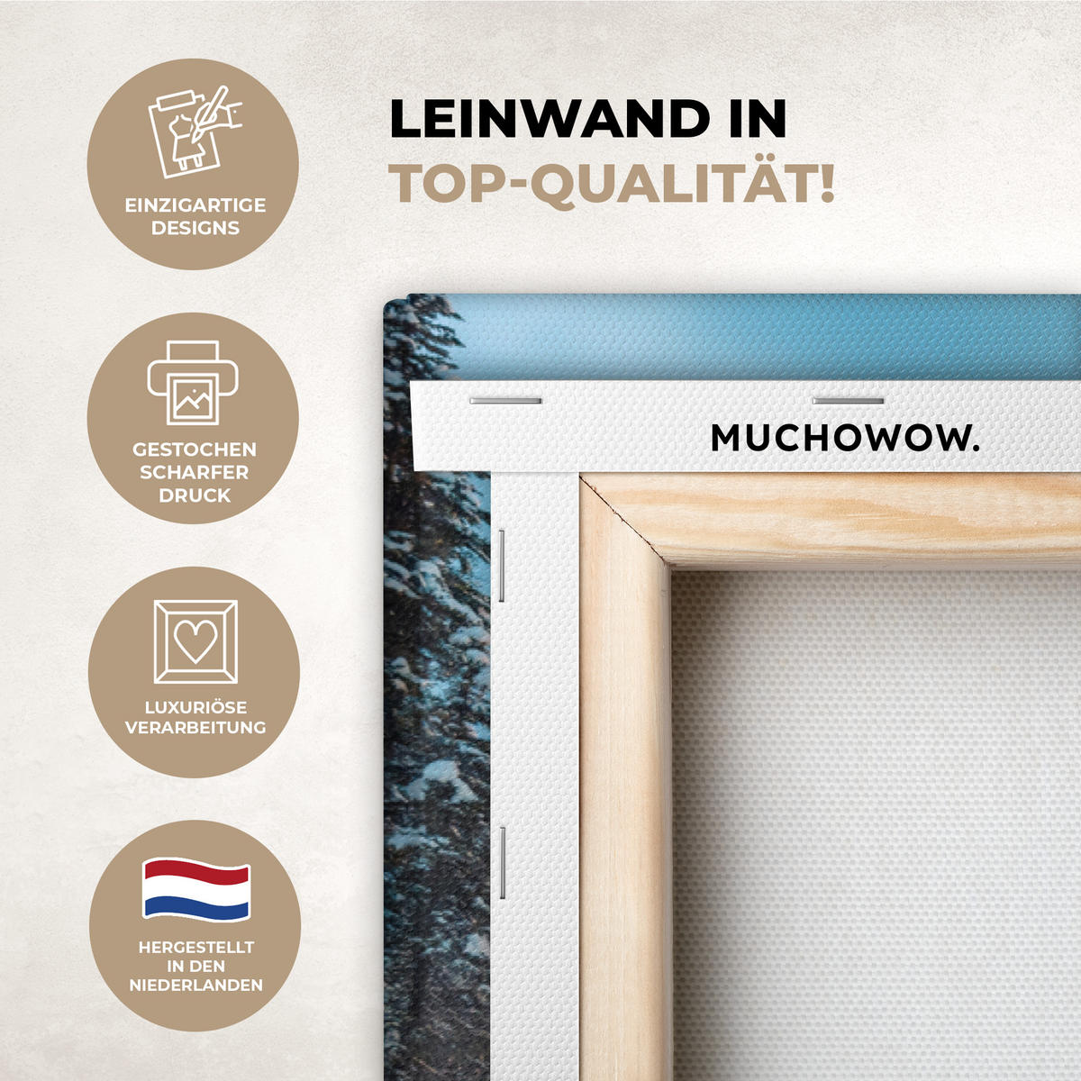 LEINWANDBILD Winterlandschaft - Natur - Haus - Berge - Schnee XXL 150x100 cm - Hellblau, Textil (150/100cm) - MuchoWow