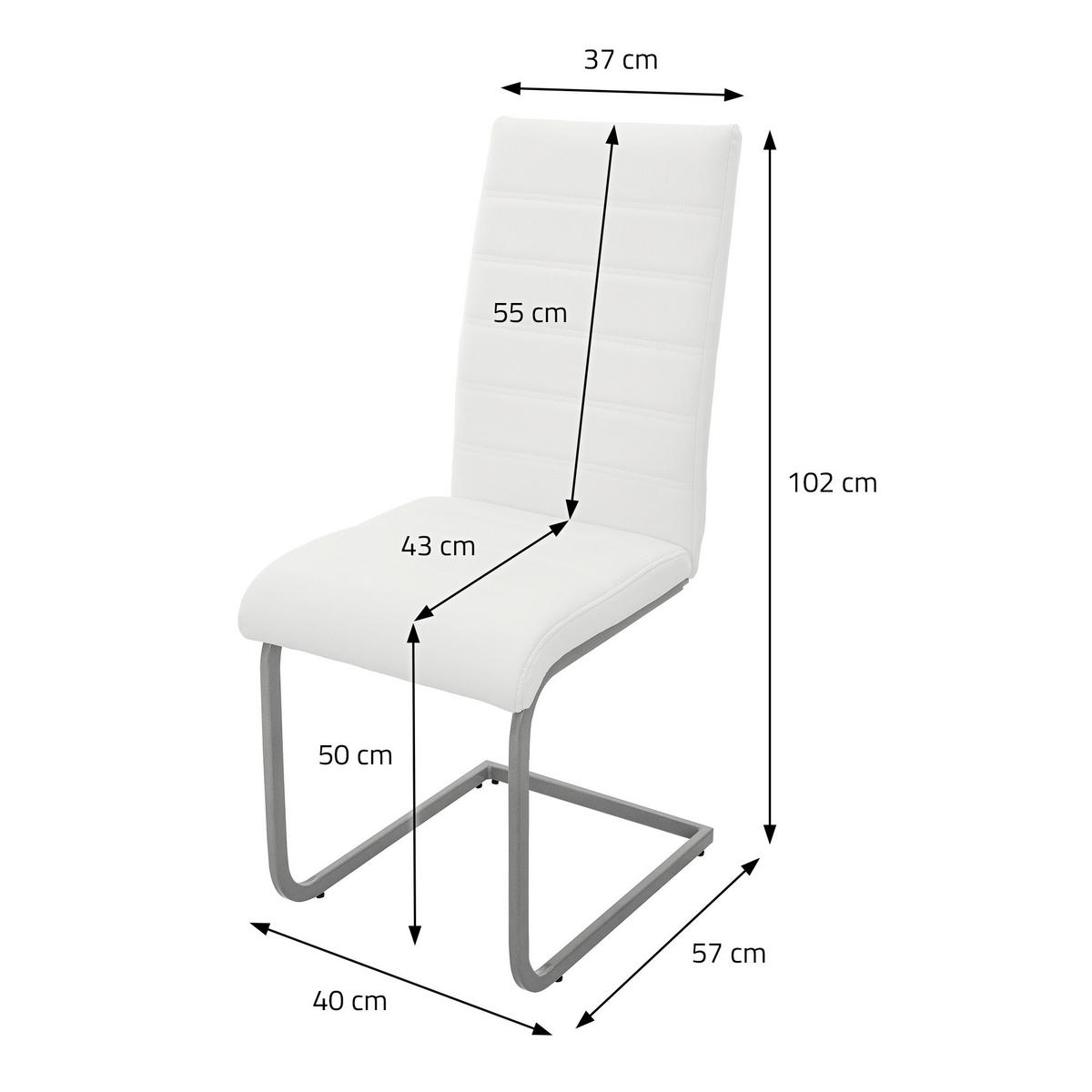ESSZIMMERSTUHL weiß 4er Set - Weiß, Metall (40/102/57cm) - ML-DESIGN