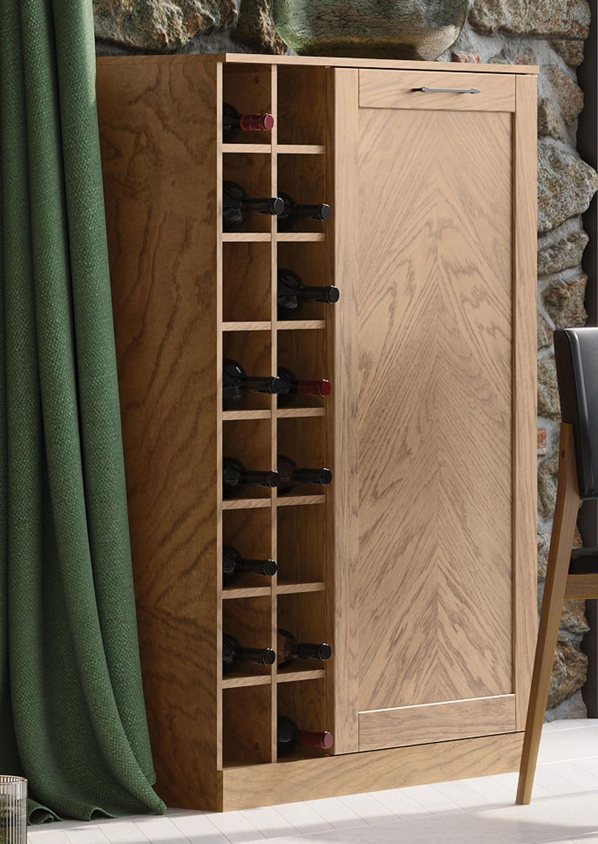 HIGHBOARD Cozy 15 Eiche Rustikal 100 / 50 / 140cm - Eichefarben/Braun, Holz/Metall (100/140/50cm) - Feldmann-Wohnen