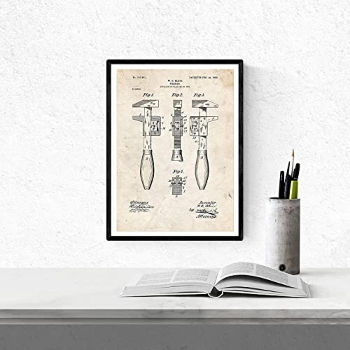 POSTER Set mit 4 Jahrgang Werkzeug Patenten A4 Rahmenlos - Klar, Papier (29.7/3cm) - Nacnic