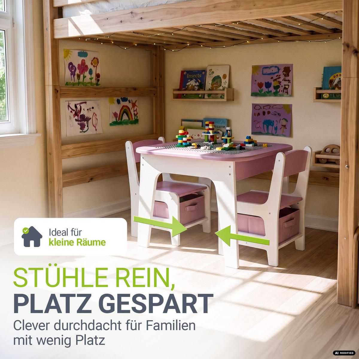 KINDERSITZGRUPPE Milou rosa - Rosa, Holz (60/50/60cm) - Juskys