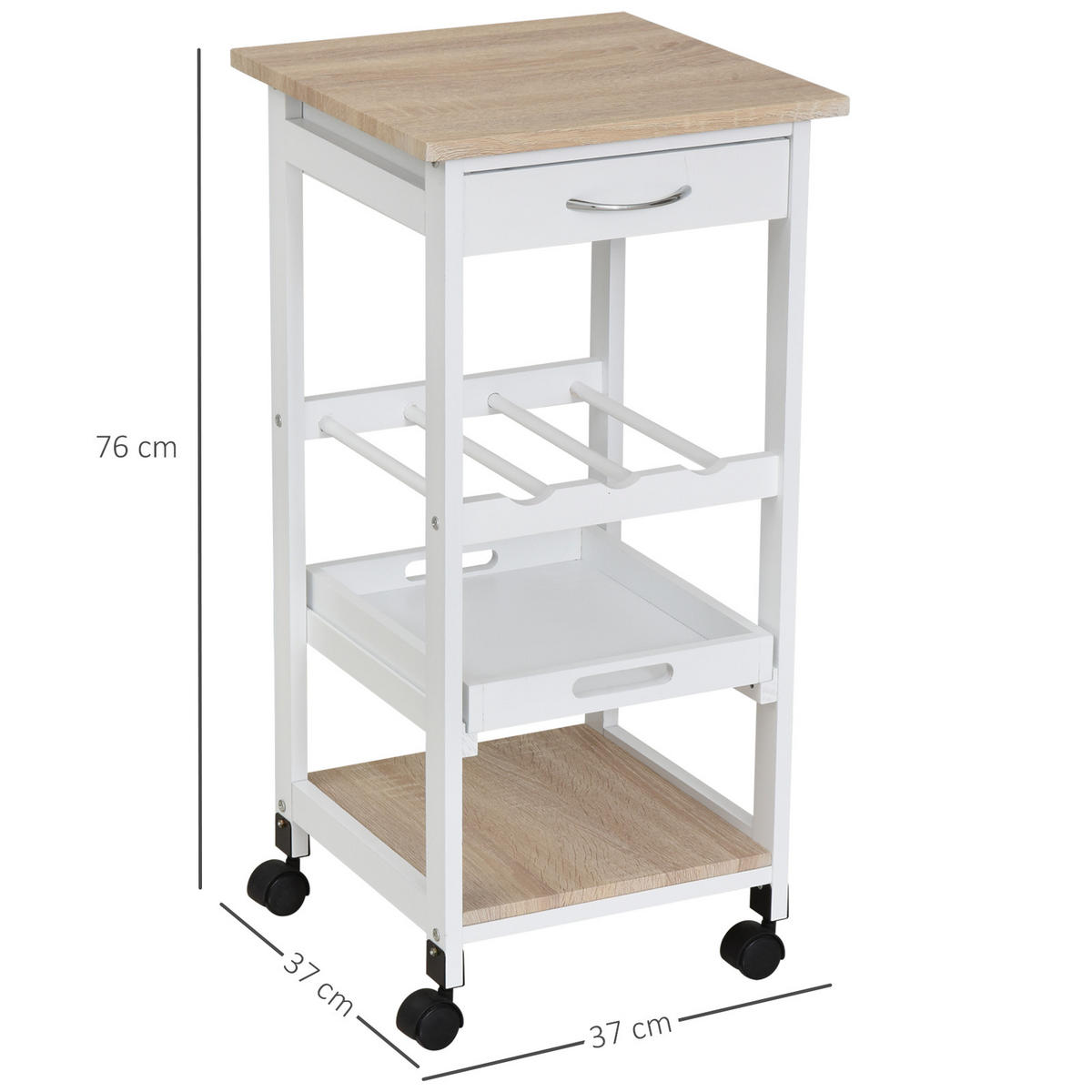 KÜCHENWAGEN, 4-stöckiger Servierwagen 37 x 37 x 76 cm, Weiß - Multicolor, Metall (37/76/37cm) - FORIOUS